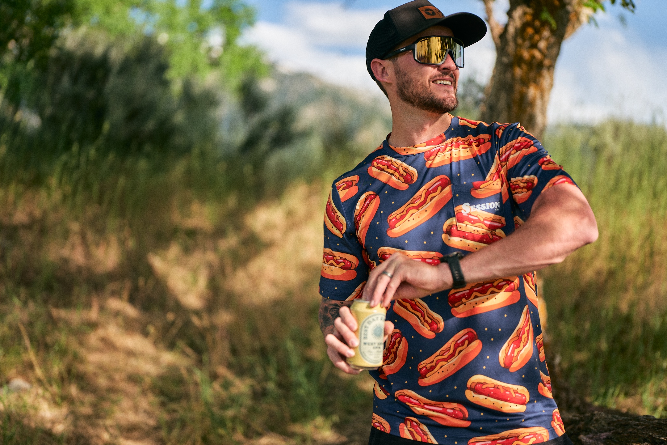 Session Co rider wearing hot dog jersey